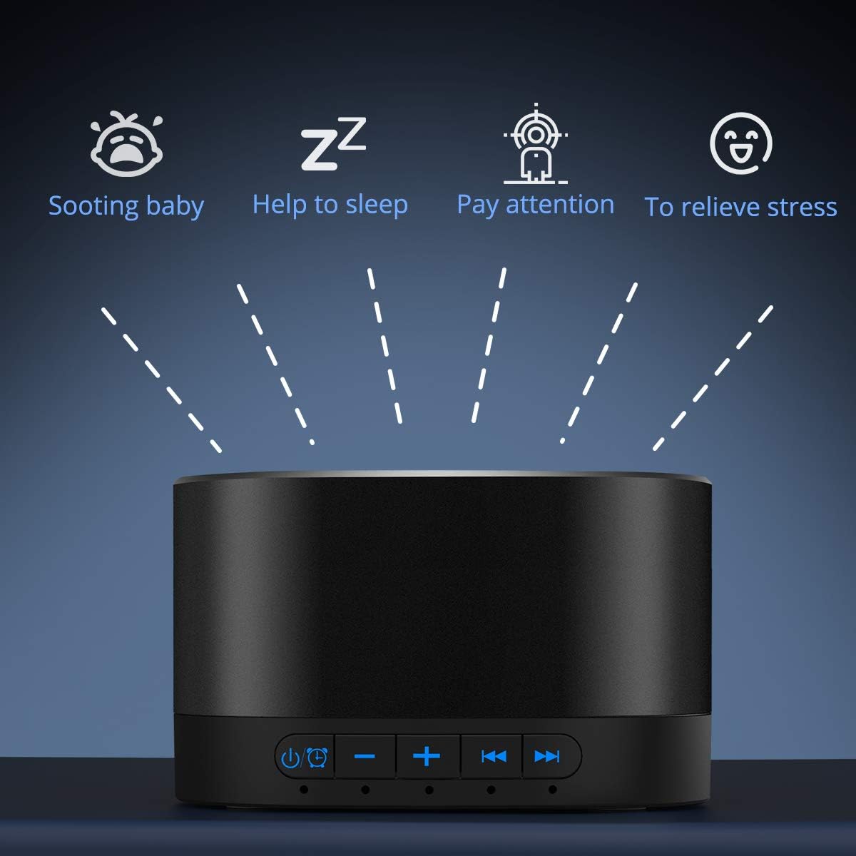 Magicteam White Noise Machine 20 Sounds 32 Levels Black
