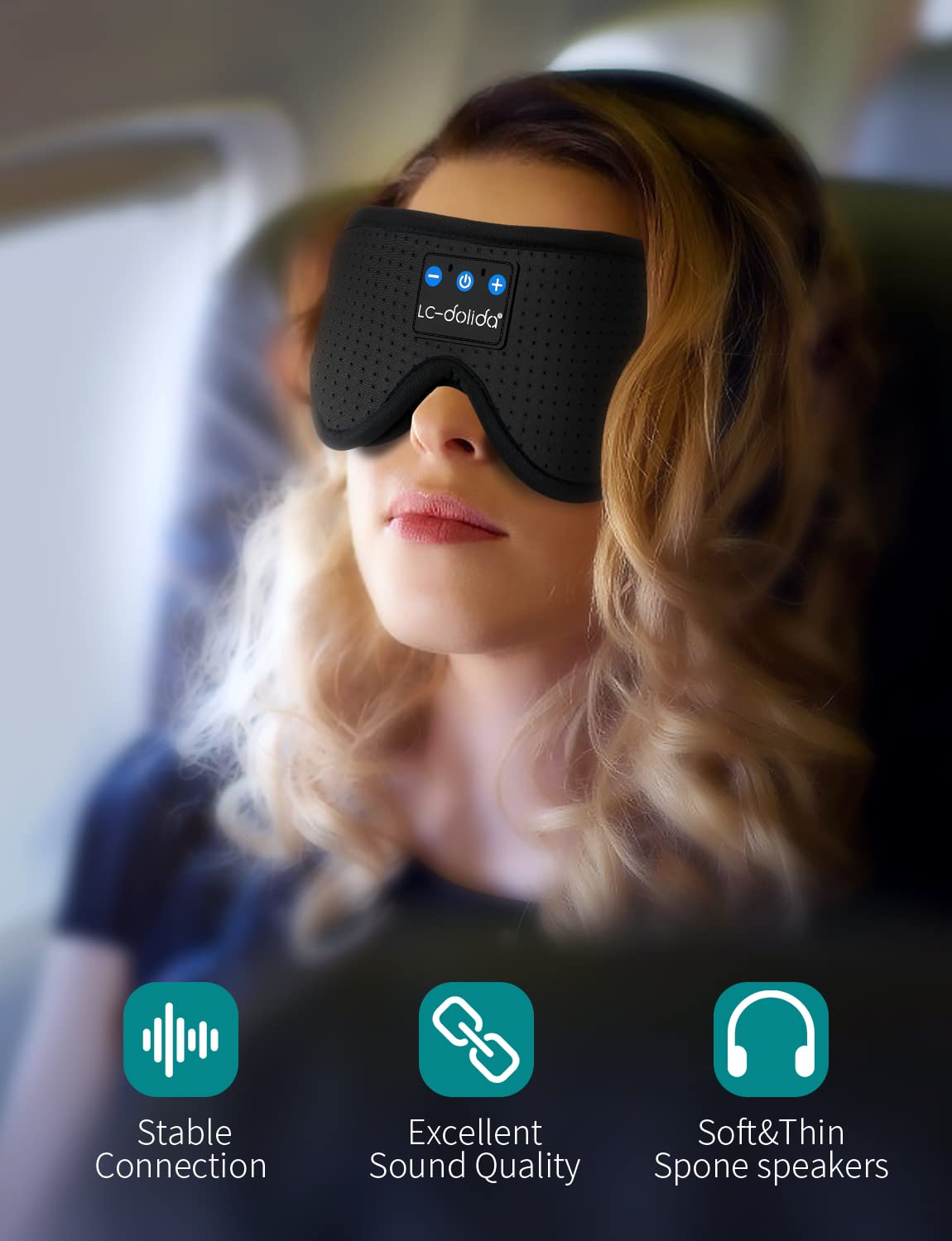 Sleep Headphones Bluetooth Eye Mask for Side Sleepers