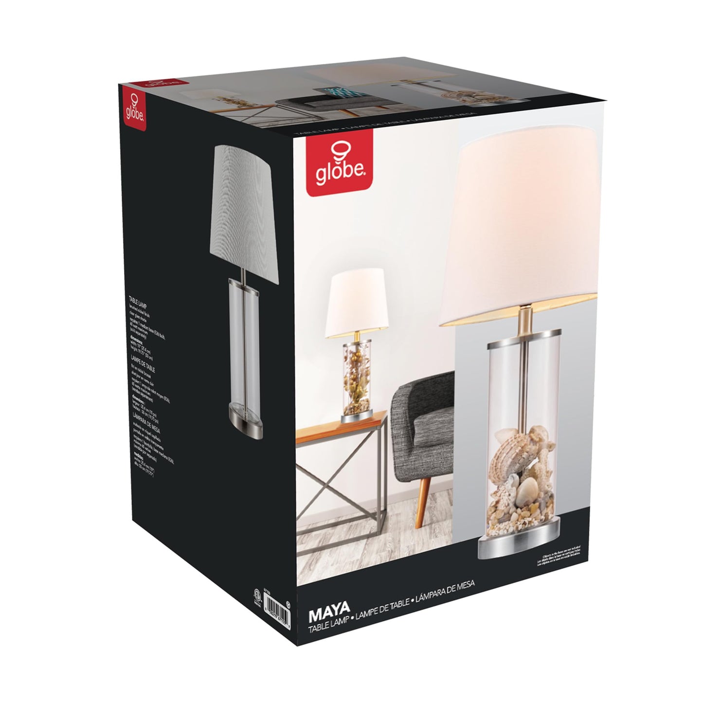 Maya 21 Inch Clear Glass Fillable Table Lamp