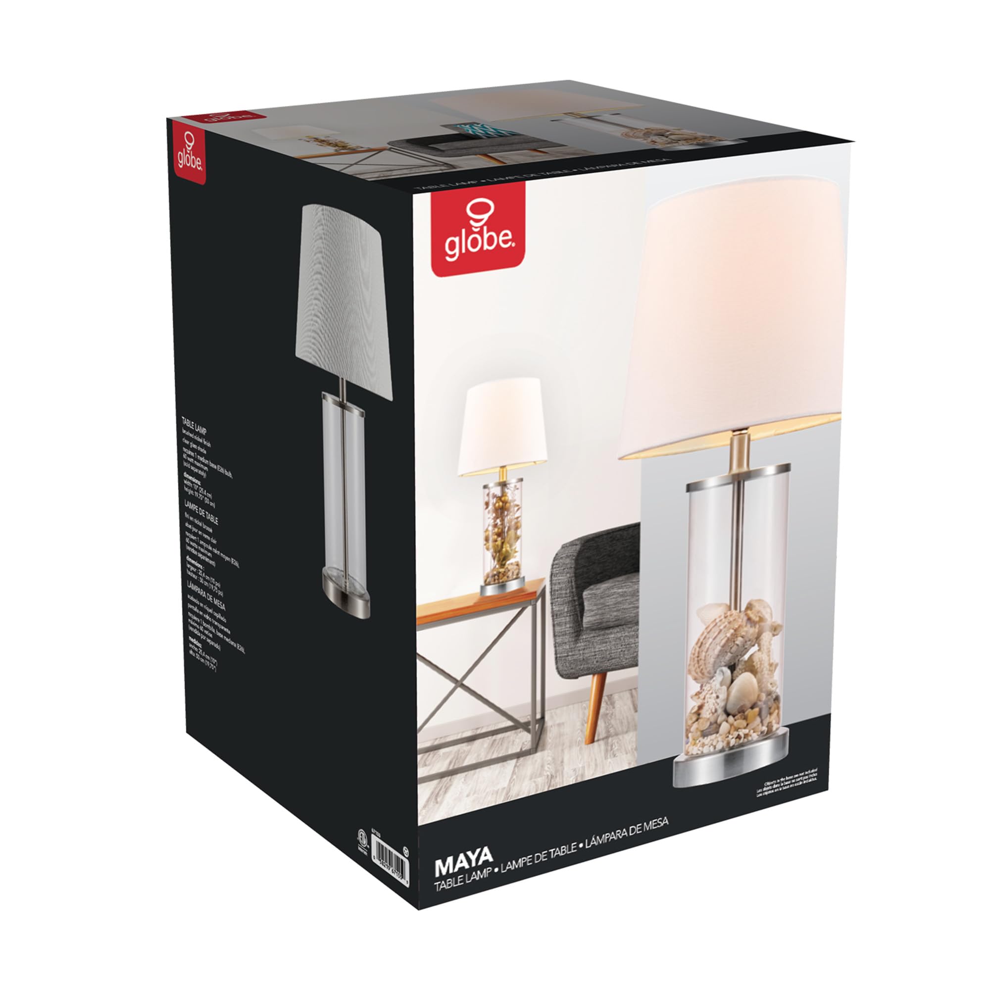 Maya 21 Inch Clear Glass Fillable Table Lamp