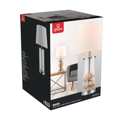 Maya 21 Inch Clear Glass Fillable Table Lamp