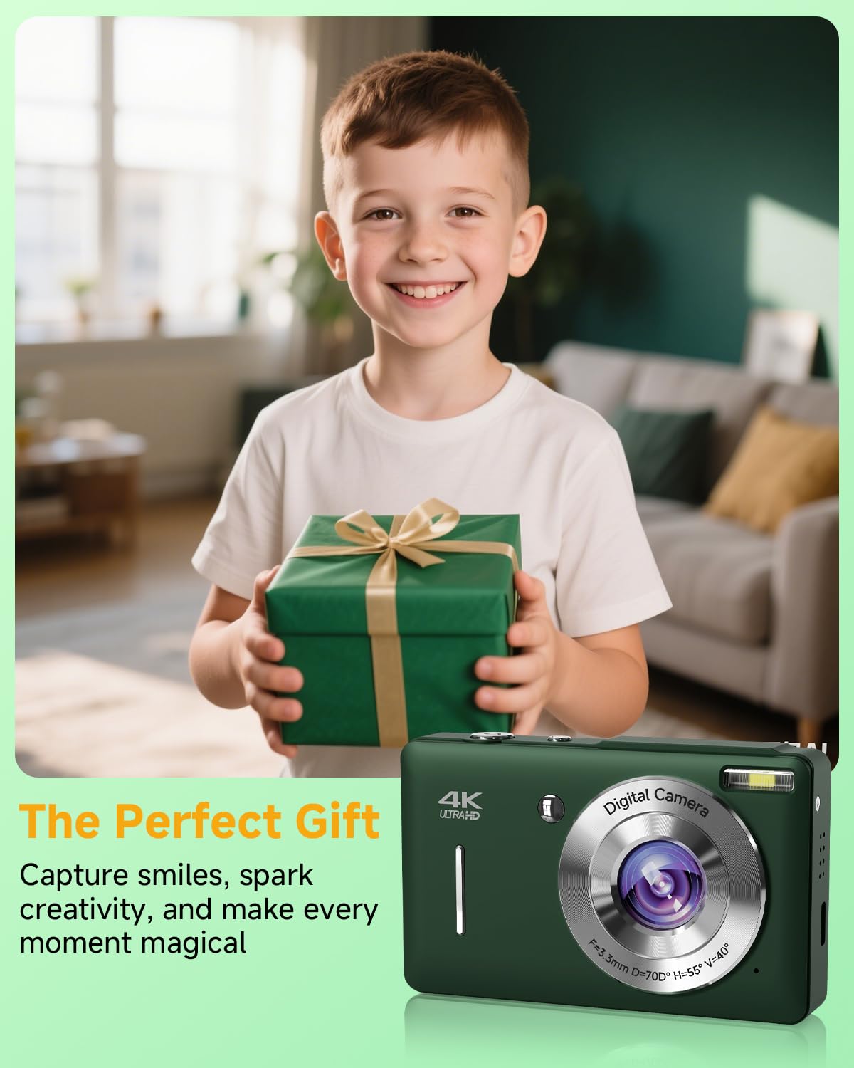 44MP Compact Digital Camera with 16X Zoom for Kids