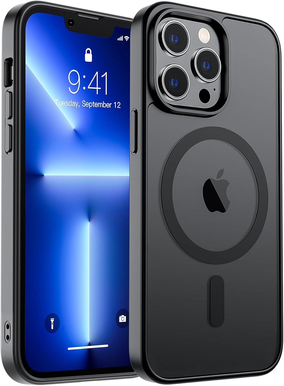 MagSafe Compatible iPhone 14 15 Case Matte Shockproof Anti Scratch Black