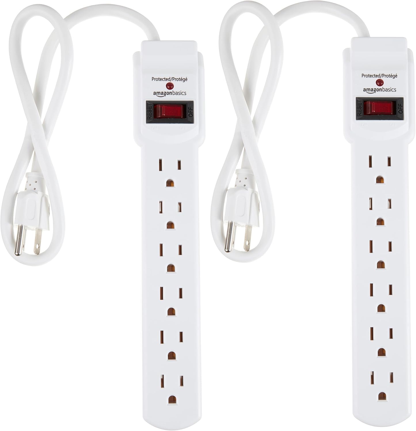 Amazon Basics Two Pack Surge Protector Power Strip 200J