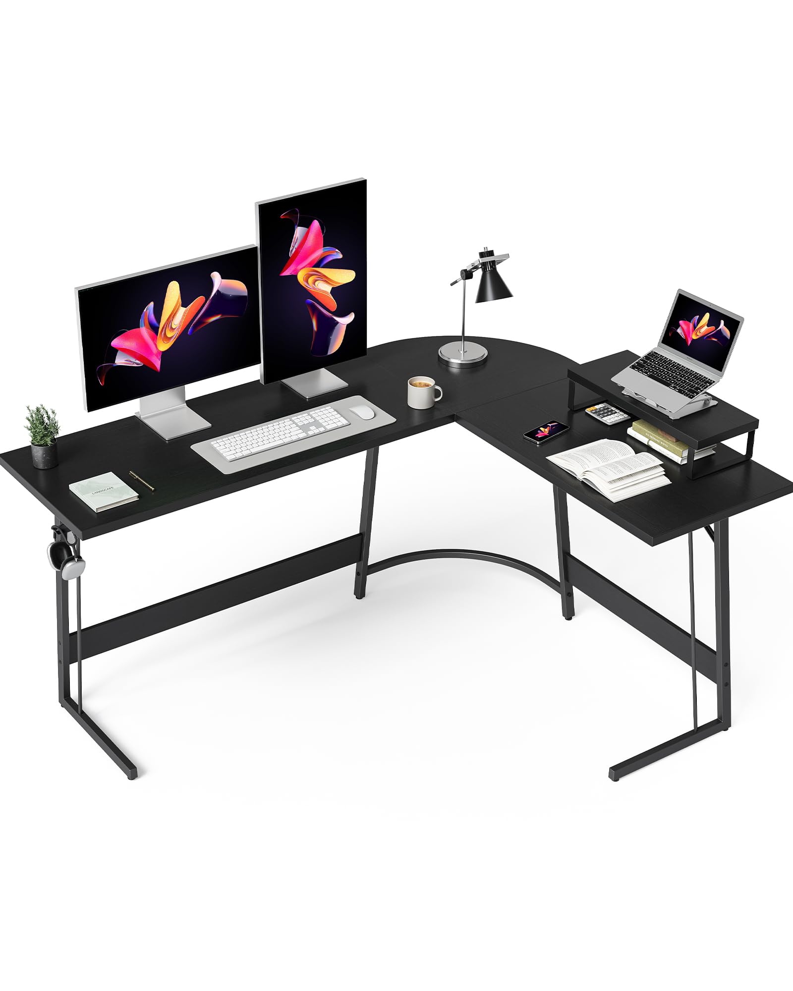 CubiCubi L Shaped Gaming Desk with Carbon Fiber Surface