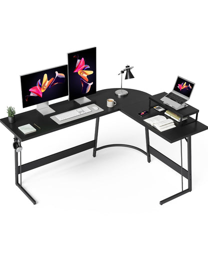 CubiCubi L Shaped Gaming Desk with Carbon Fiber Surface