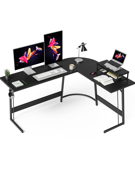 CubiCubi L Shaped Gaming Desk with Carbon Fiber Surface
