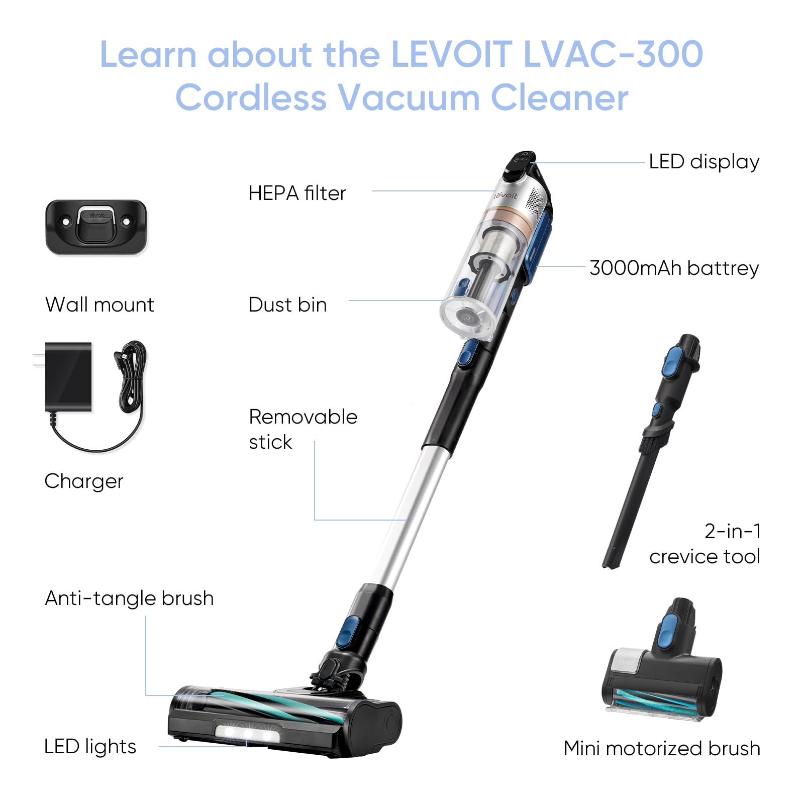 Levoit Cordless Vacuum Cleaner with Tangle Resistant Design