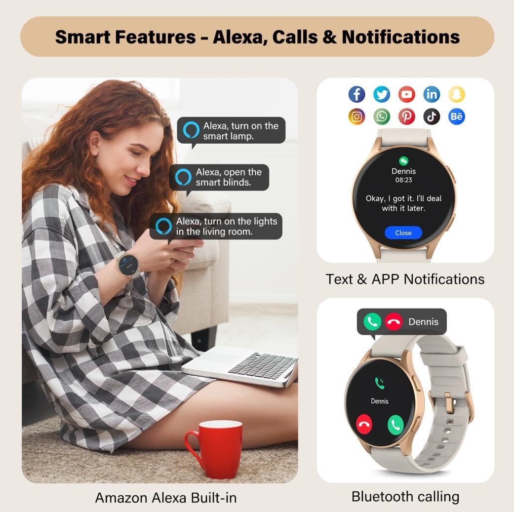 Smart Watch For Women With Alexa Health Tracking AMOLED