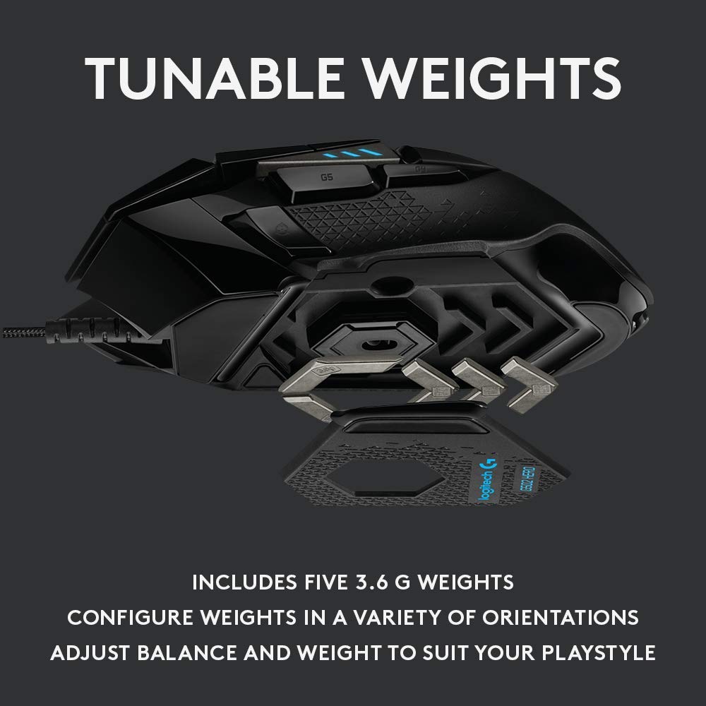 Logitech G502 HERO Wired Gaming Mouse with Adjustable Weights