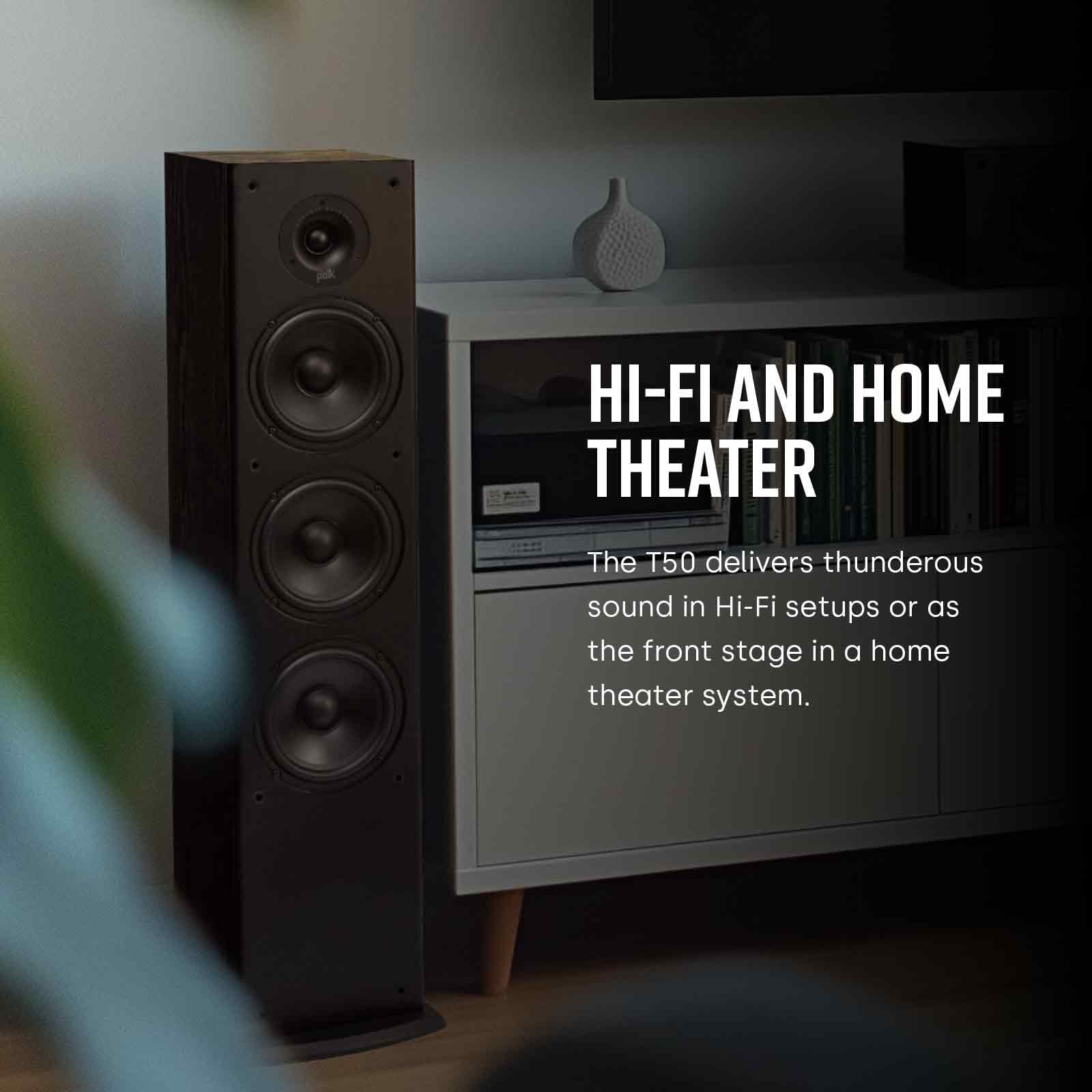 Polk Audio T15 Bookshelf Speakers with Deep Bass Sound