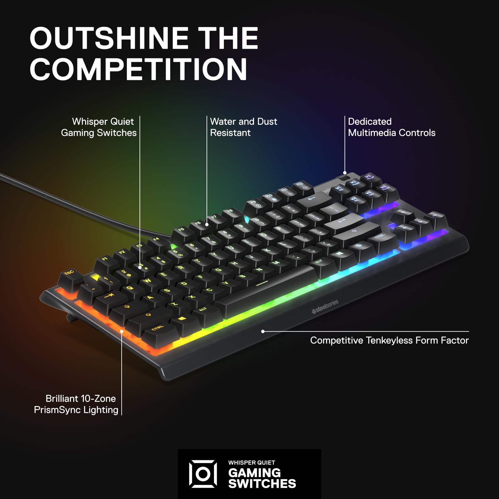 SteelSeries Apex 3 RGB Gaming Keyboard with Water Resistance