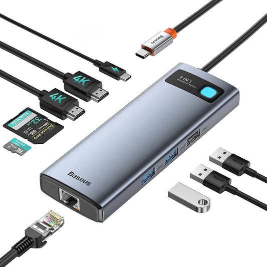 Baseus USB C Docking Station Dual Monitor 4K 120Hz 9 In 1