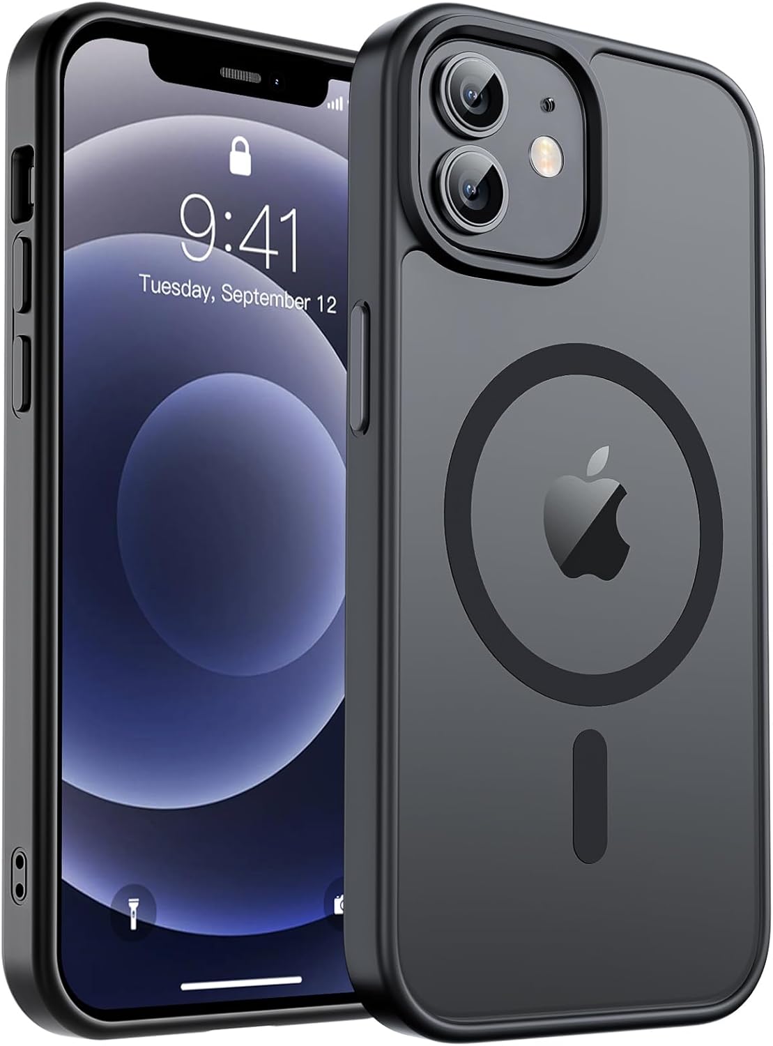 MagSafe Compatible iPhone 14 15 Case Matte Shockproof Anti Scratch Black