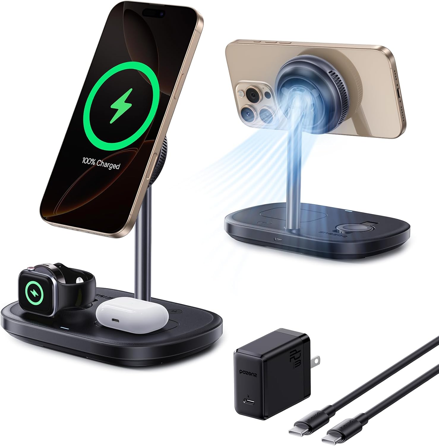 Baseus 3 in 1 Wireless Charger Stand with 15W Fast Charging