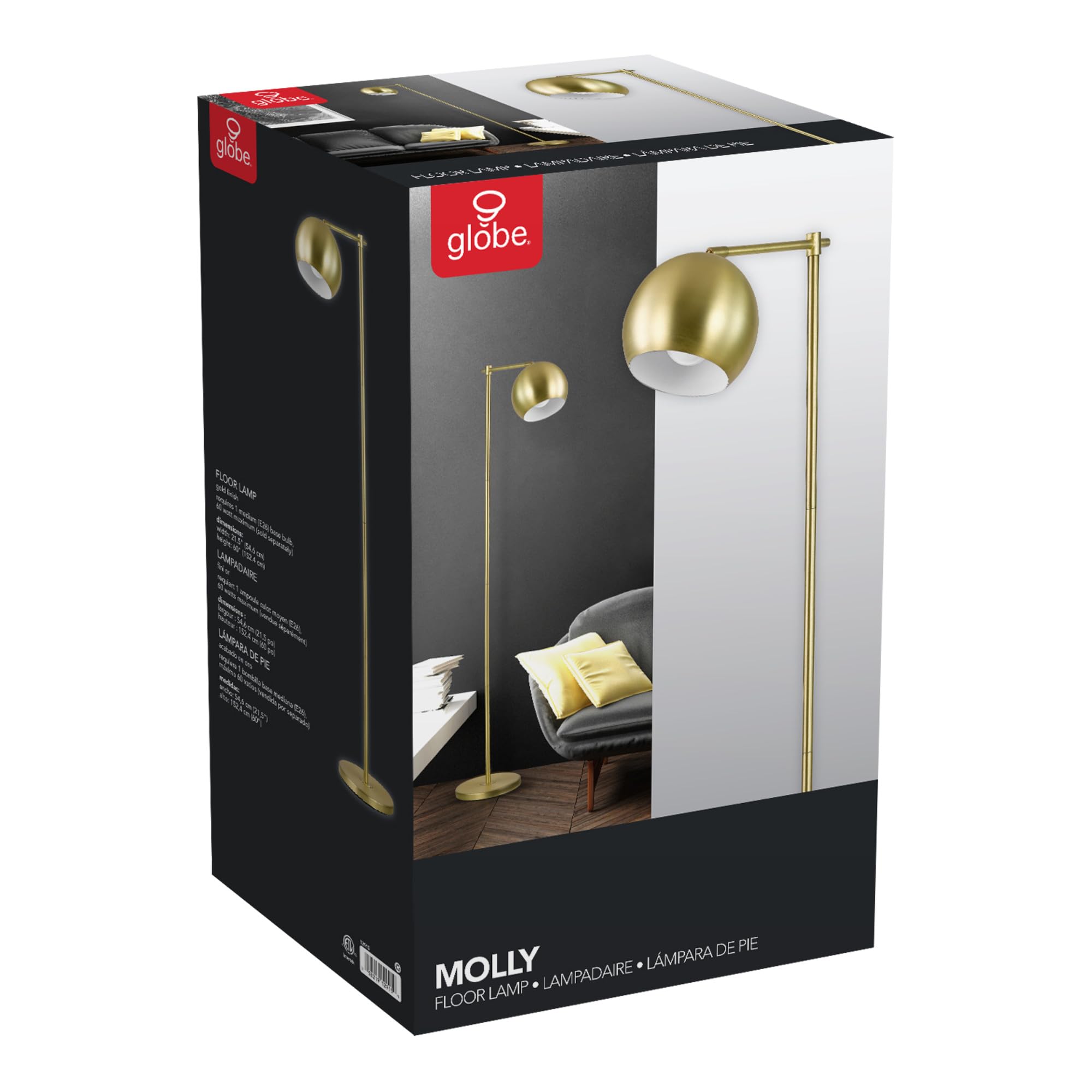 Molly Floor Lamp with Matte Black Finish and Slim Profile