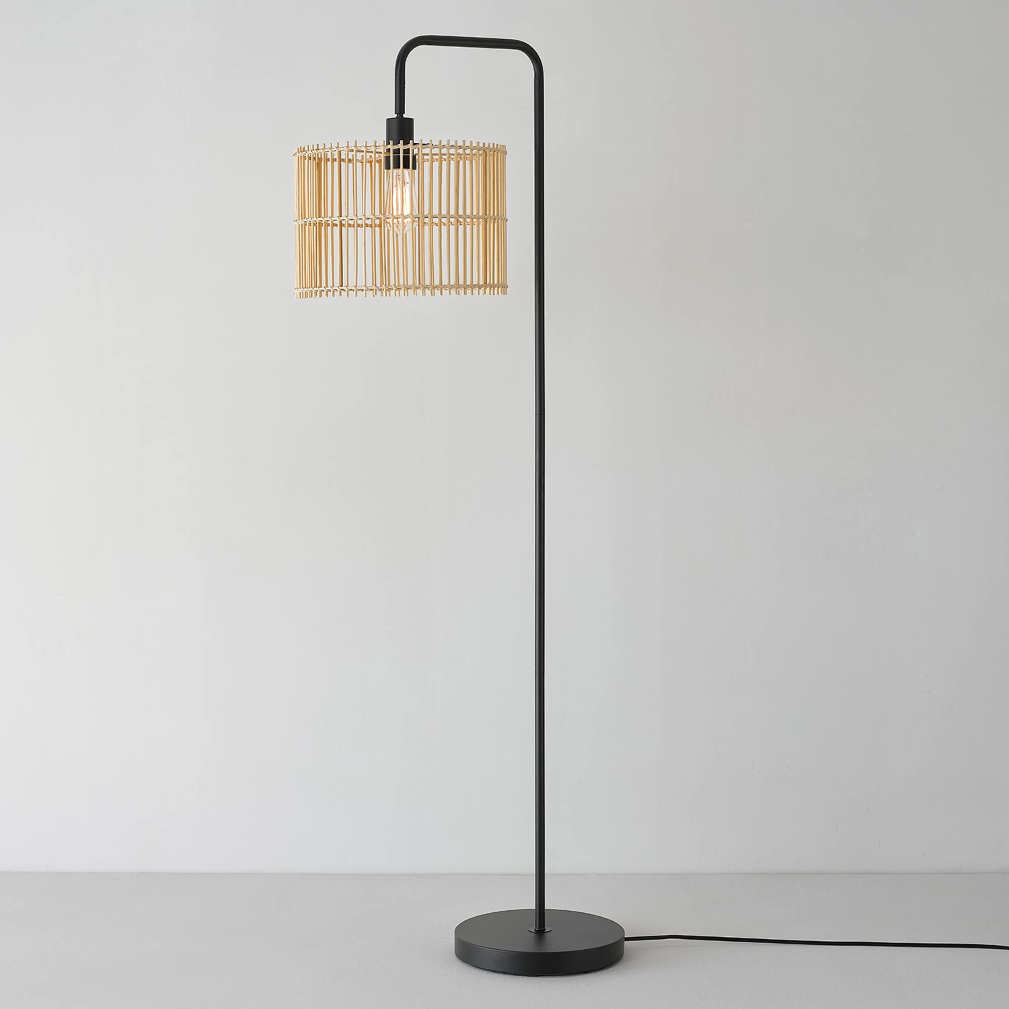 Brass Floor Lamp with White Shade for Modern Decor