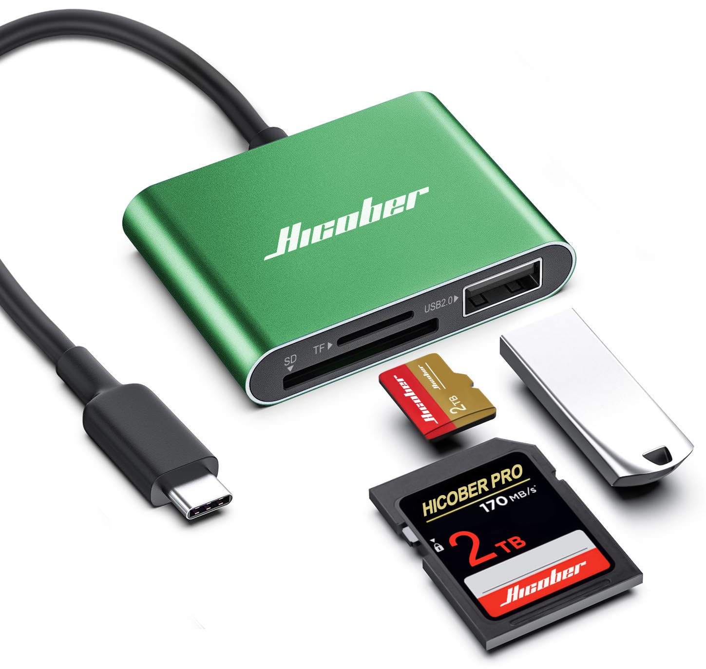 Hicober USB C to SD Card Reader High Speed 2TB Capacity