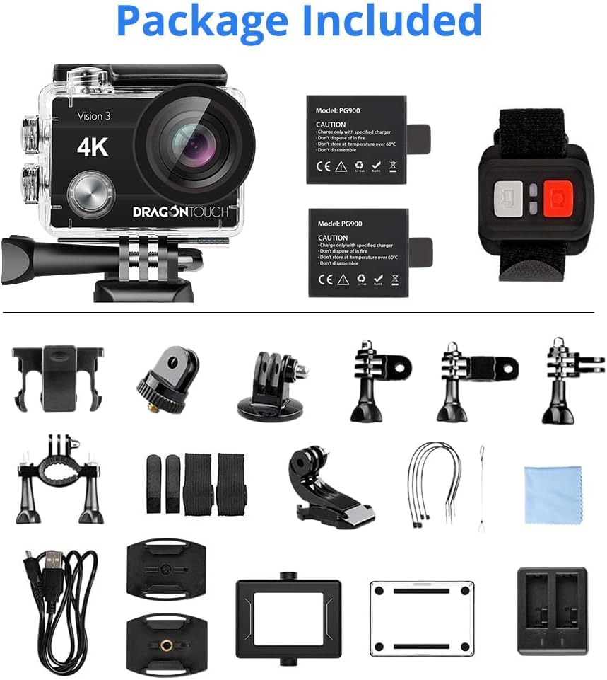 Dragon Touch 4K Action Camera With 170 Degree View