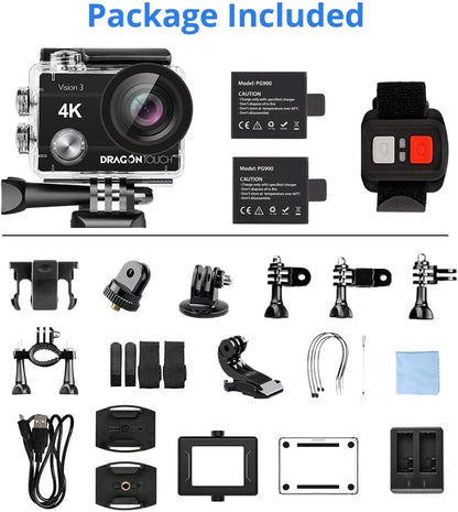 Dragon Touch 4K Action Camera With 170 Degree View
