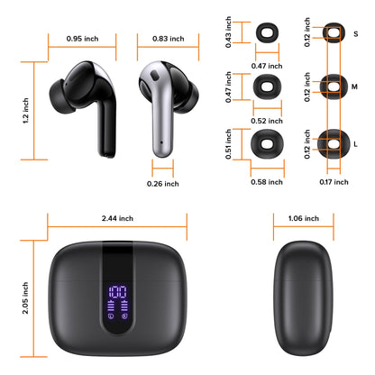 Tagry Bluetooth Earbuds True Wireless LED Power Display Case