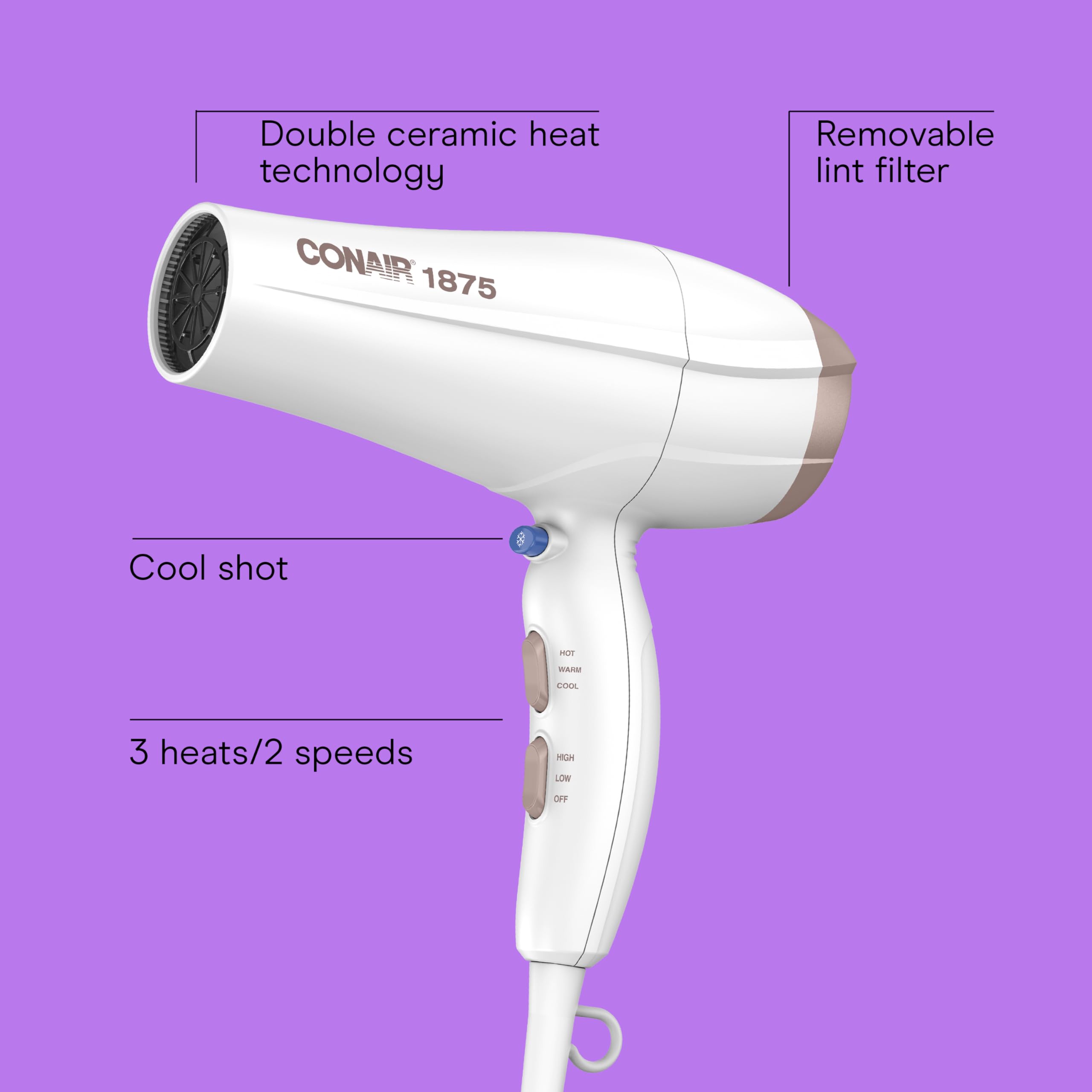 Conair Double Ceramic Hair Dryer for Sleek Styling