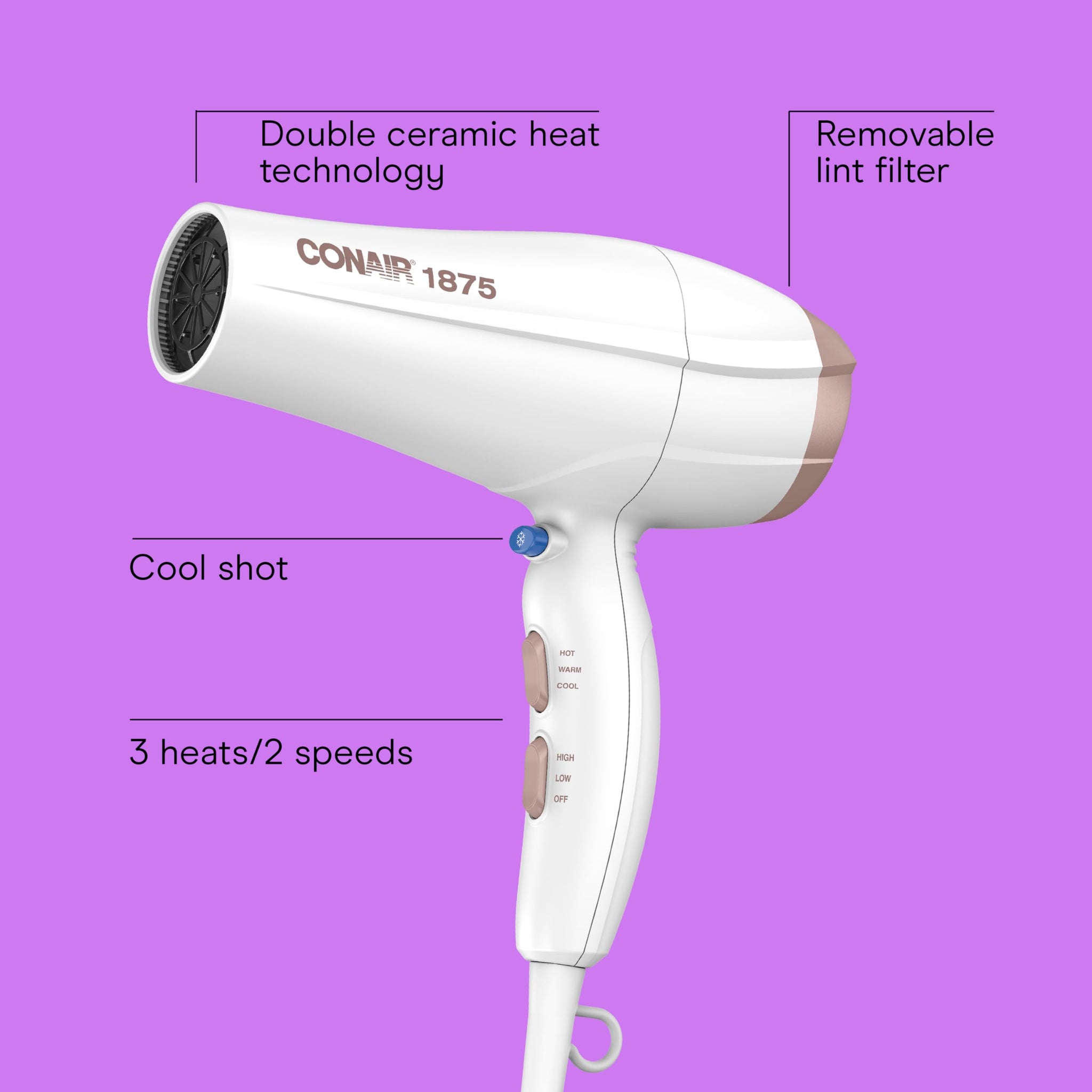 Conair Double Ceramic Hair Dryer for Sleek Styling