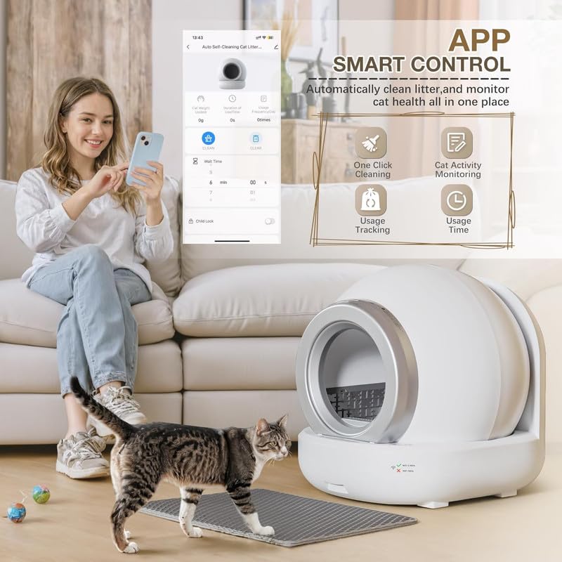 Self Cleaning Automatic Cat Litter Box with App Control