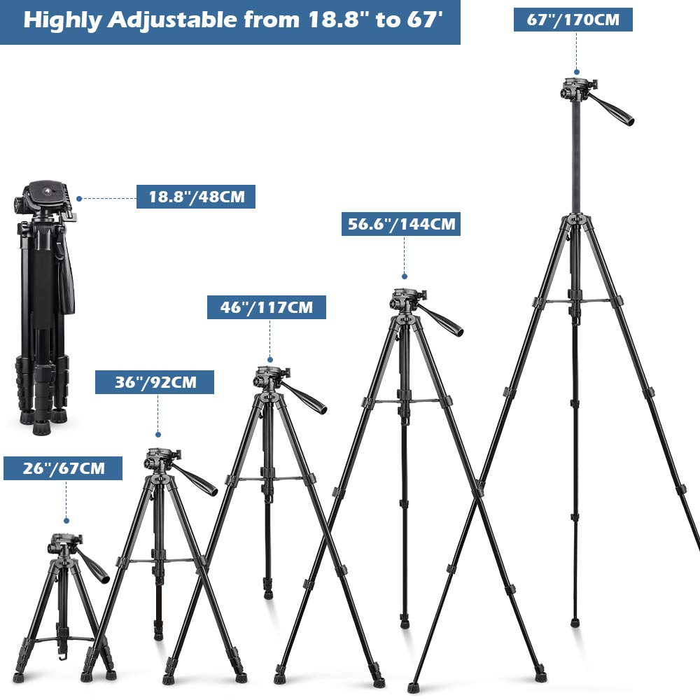UBeesize 74 Inch Heavy Duty Tripod With Phone Holder