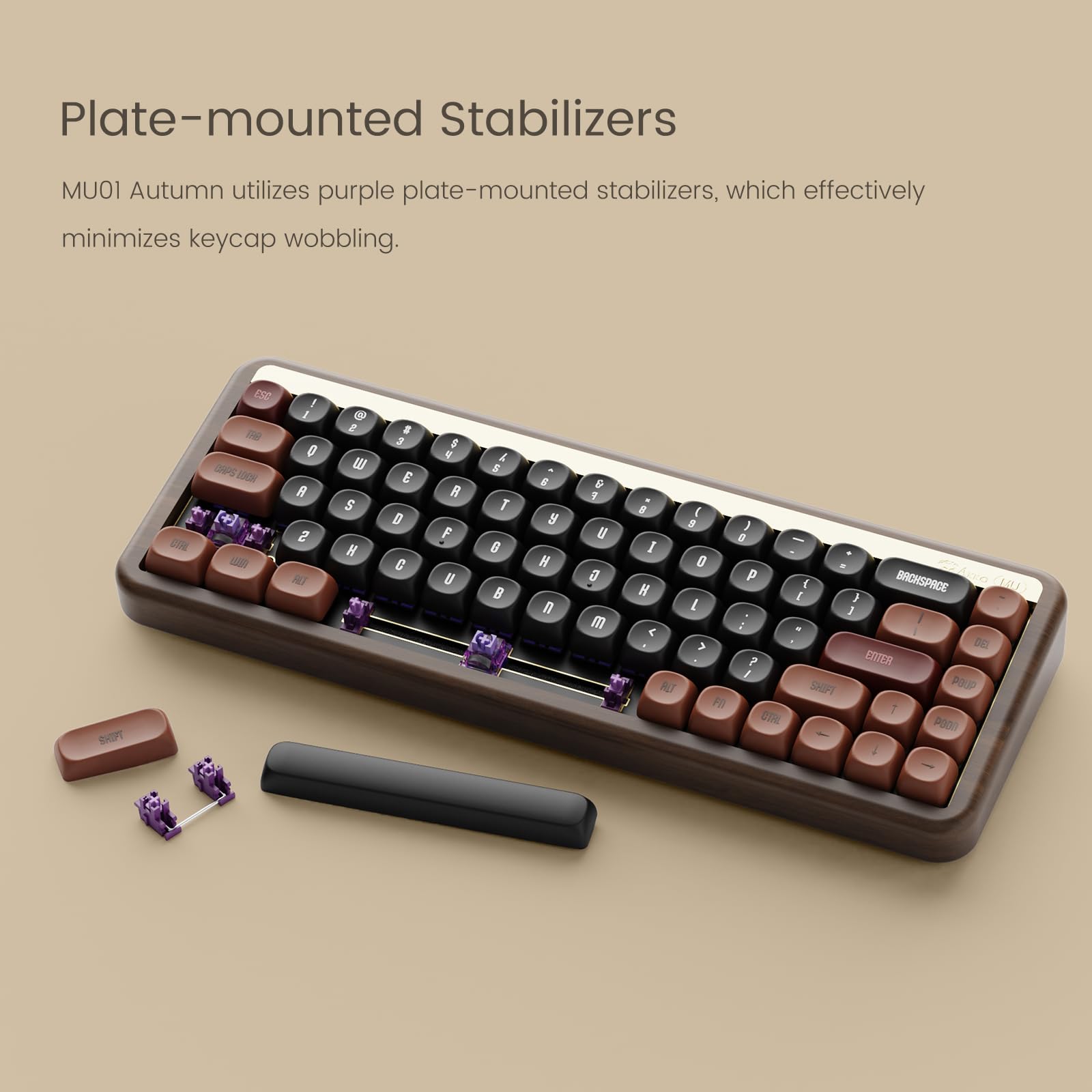 Akko Mechanical Gaming Keyboard With Walnut Case