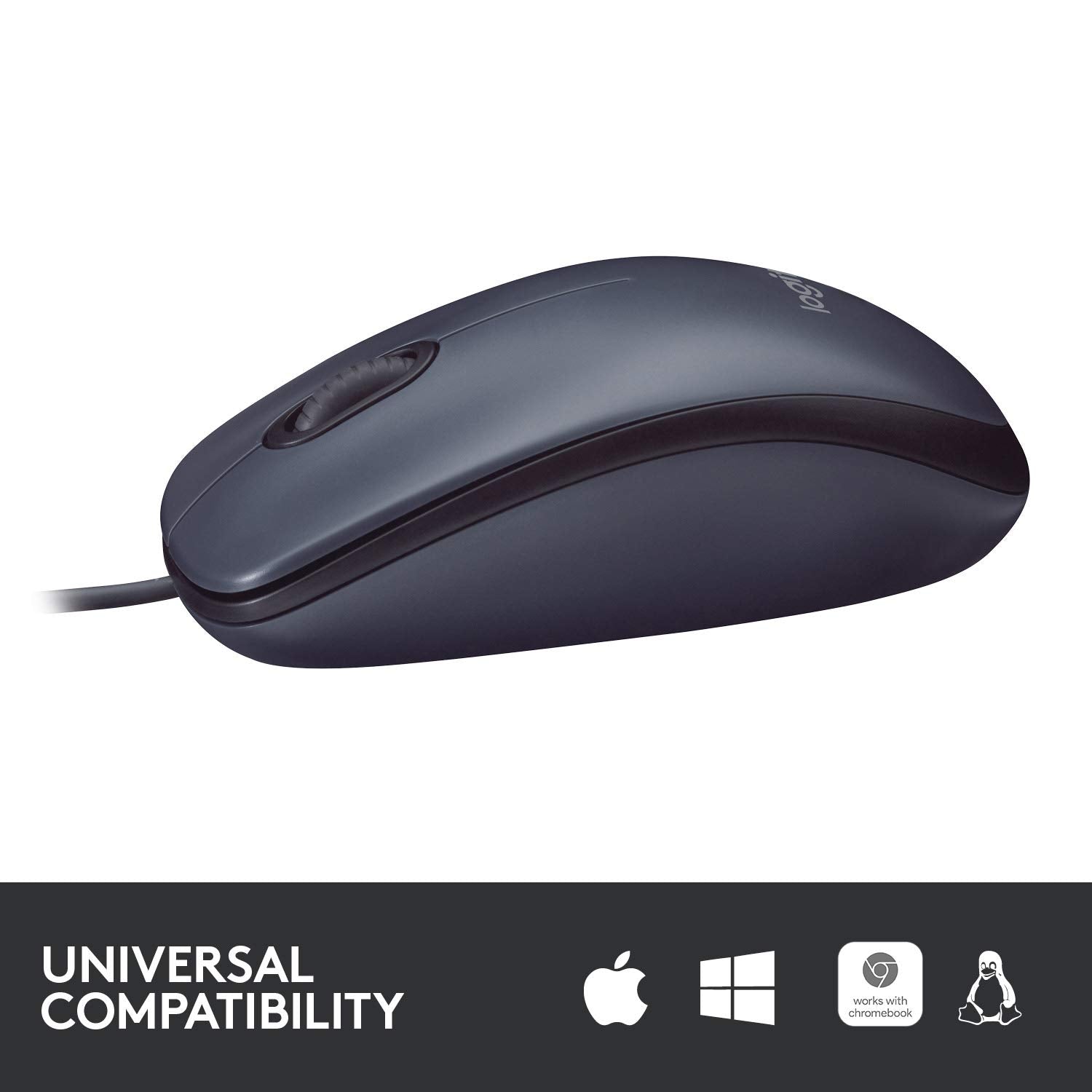 Logitech B100 Wired Mouse Comfortable Ambidextrous Design