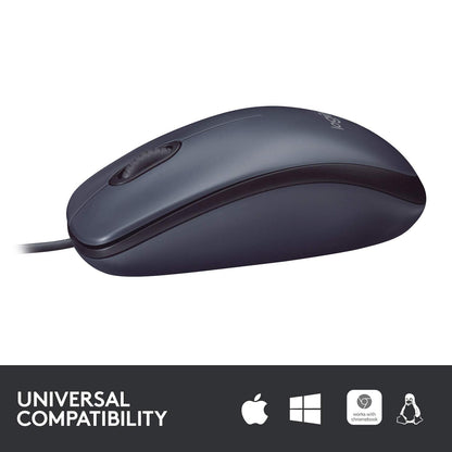 Logitech B100 Wired Mouse Comfortable Ambidextrous Design