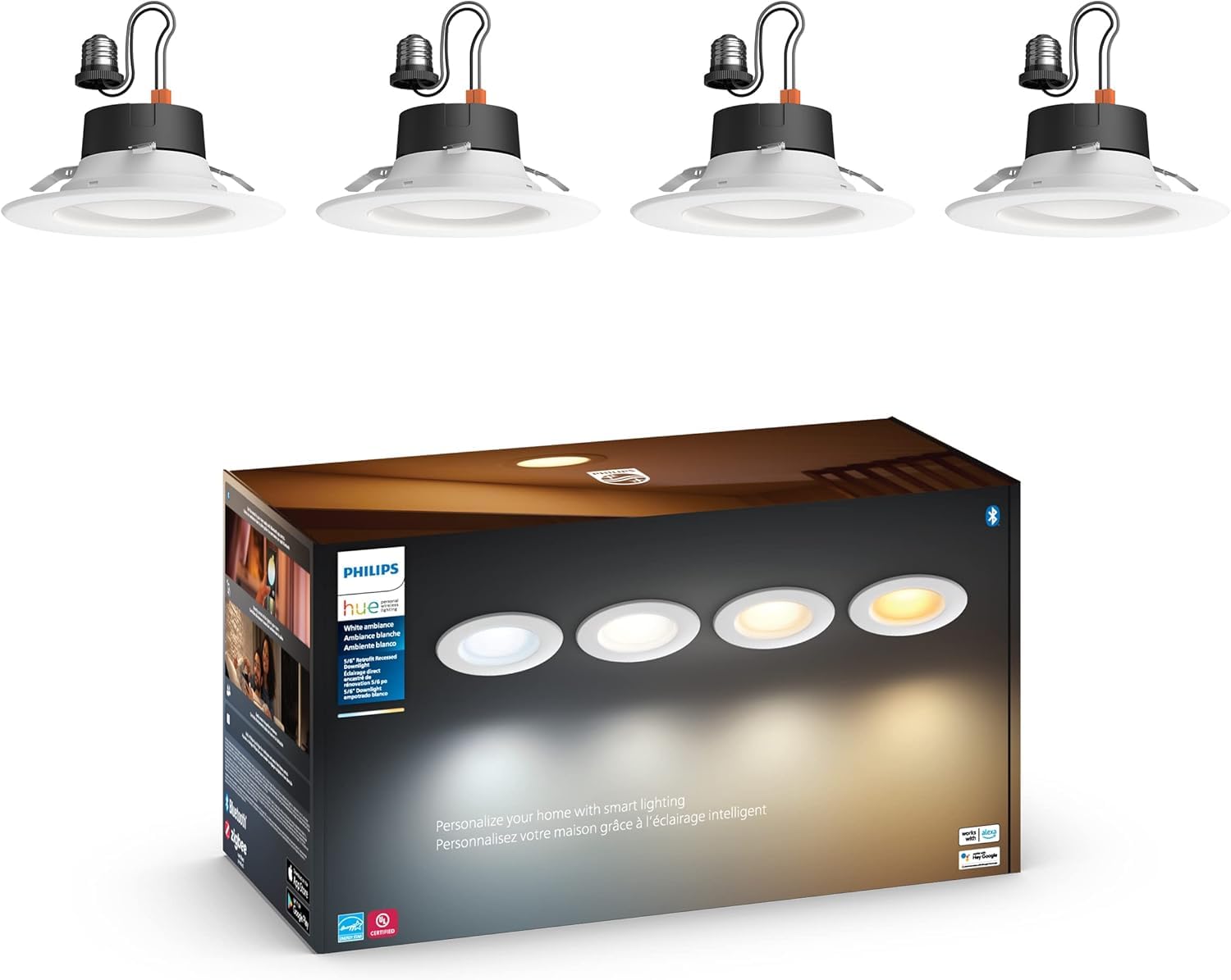 Philips Hue Smart LED Downlight 4 Pack With Color Control