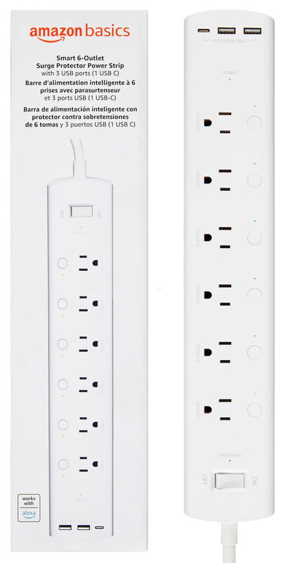 Amazon Basics Smart Power Strip With 3 Independent Outlets