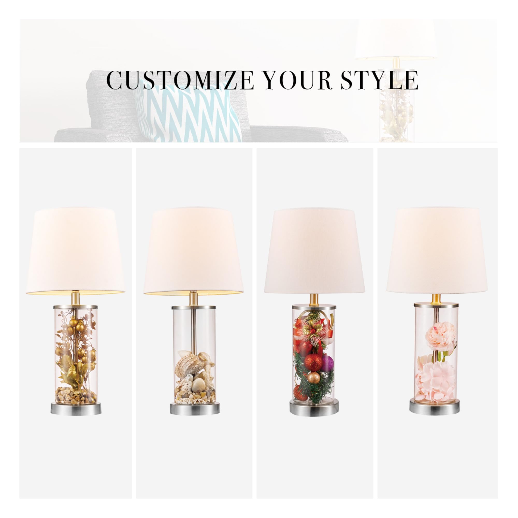 Maya 21 Inch Clear Glass Fillable Table Lamp