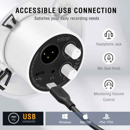 FIFINE Dynamic Microphone XLR USB Podcast Studio Mic
