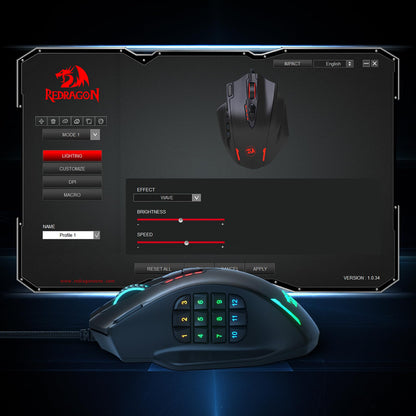 Redragon M908 RGB Gaming Mouse with 12 Programmable Buttons