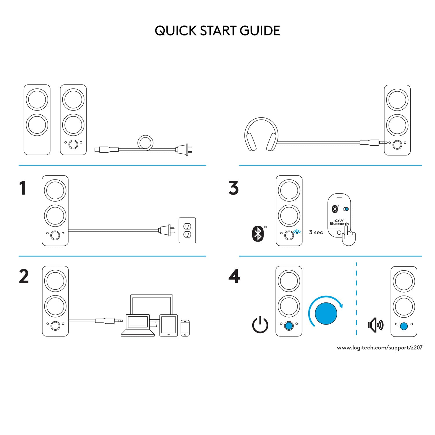 Logitech Z207 Bluetooth Computer Speakers for Rich Stereo Sound