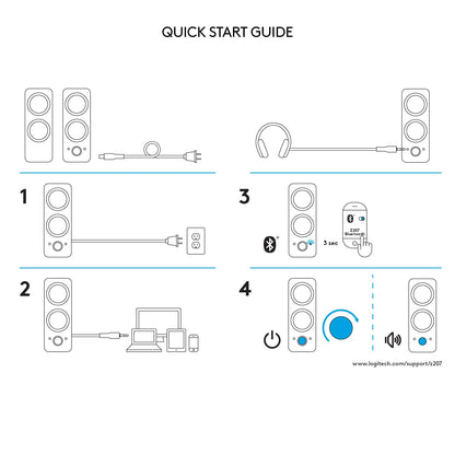 Logitech Z207 Bluetooth Computer Speakers for Rich Stereo Sound