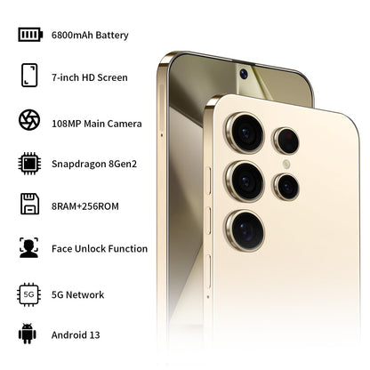 Unlocked S24 Ultra Android Phone 5G 6800mAh Dual SIM 108MP Camera Titanium Black