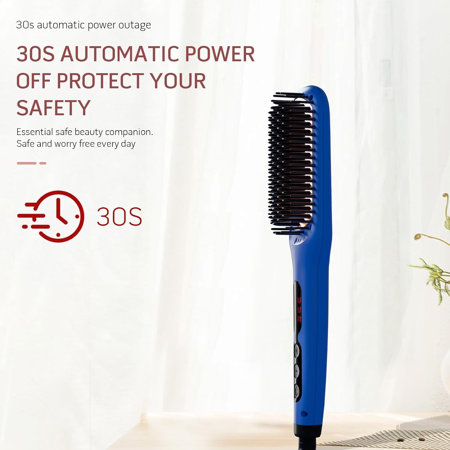 Megawise Pro Ceramic Hair Straightener Brush with Fast Heating