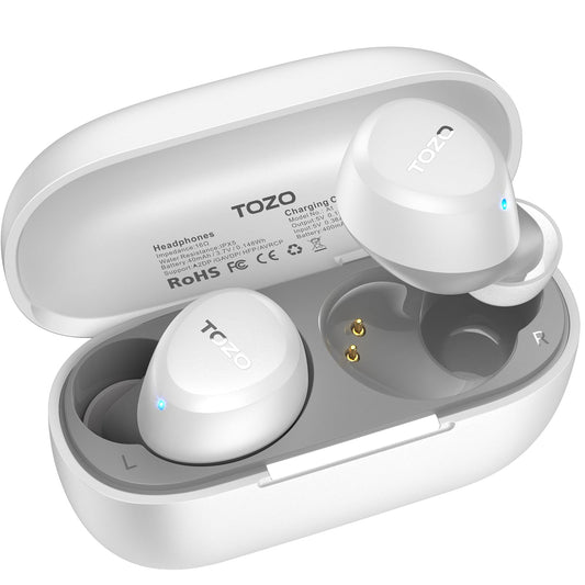 TOZO A1 Wireless Earbuds Bluetooth 5.3 Light Weight in Ear IPX5 Waterproof Headphones 2 Mic for AI Calls, Immersive Premium Sound Bass Headset with Charging Case, 32 Presets EQ Customization via App