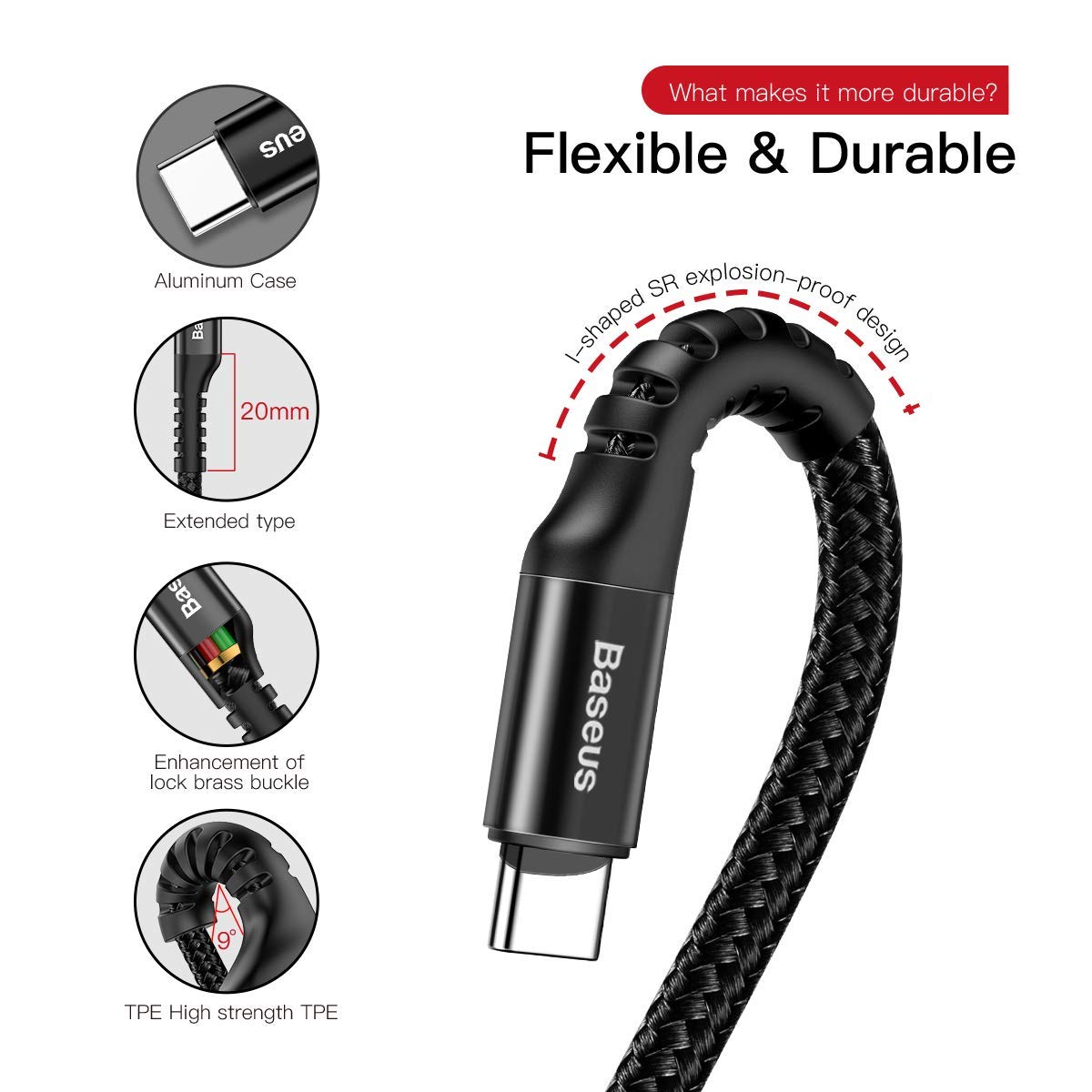Baseus 100W Retractable USB Type C Charger Cable