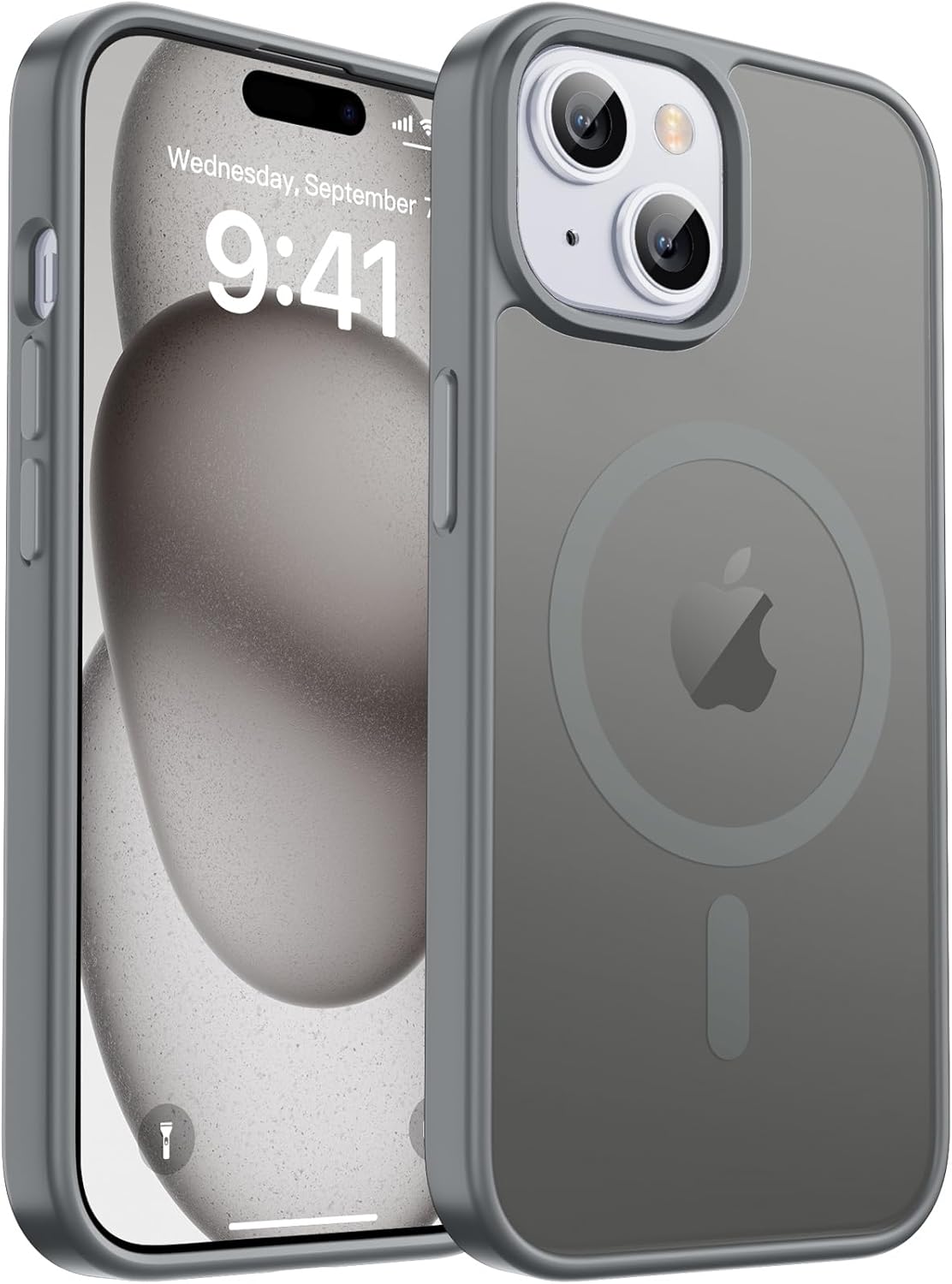 MagSafe Compatible iPhone 14 15 Case Matte Shockproof Anti Scratch Black