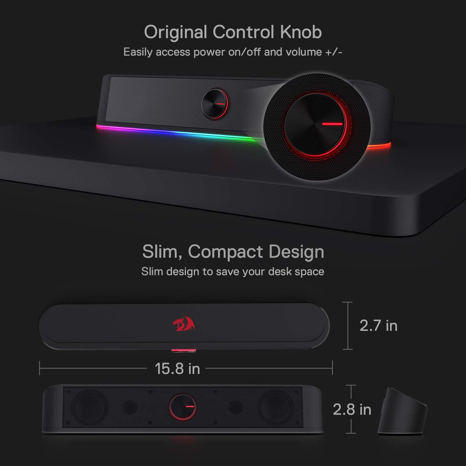 Redragon GS560 RGB Desktop Soundbar with Dynamic Lighting