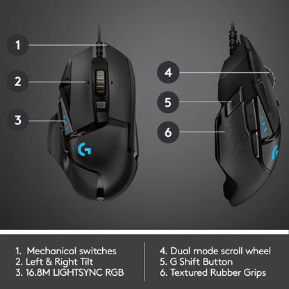 Logitech G502 HERO Wired Gaming Mouse with Adjustable Weights