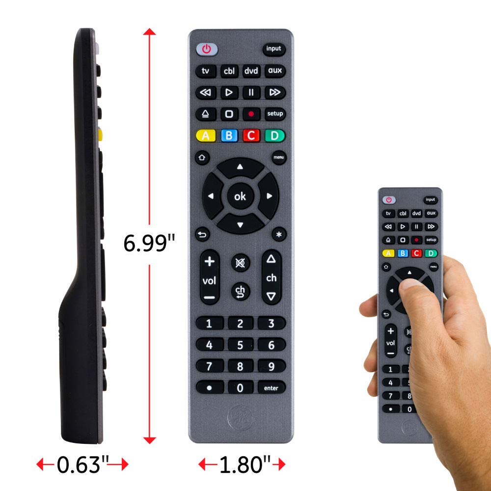 GE Universal Remote Control for 4 Devices Easy Setup