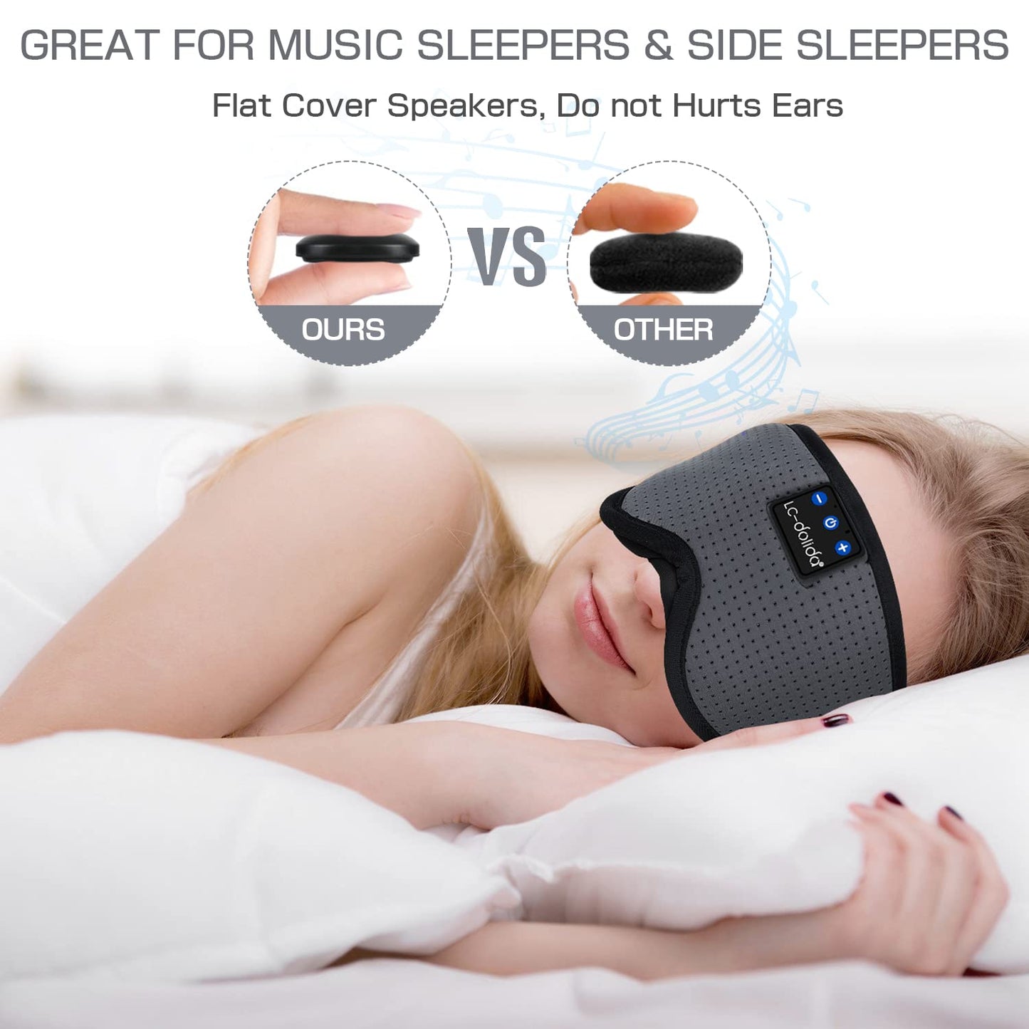 Sleep Headphones Bluetooth Eye Mask for Side Sleepers
