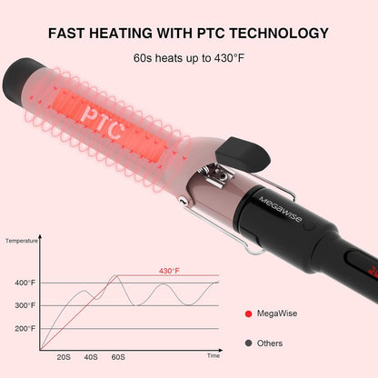 MegaWise Pro Ceramic Hair Curling Iron with Fast Heating