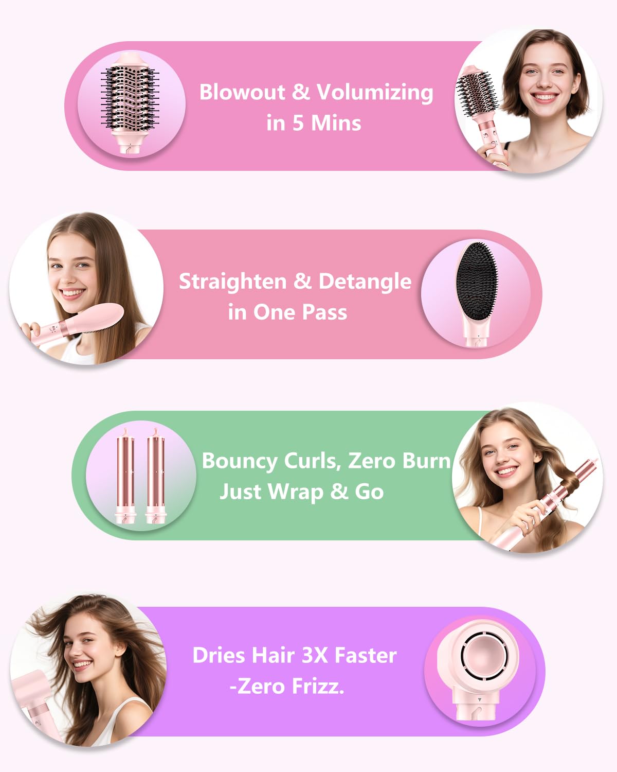 Dual Voltage Hair Dryer Brush for Travel Styling